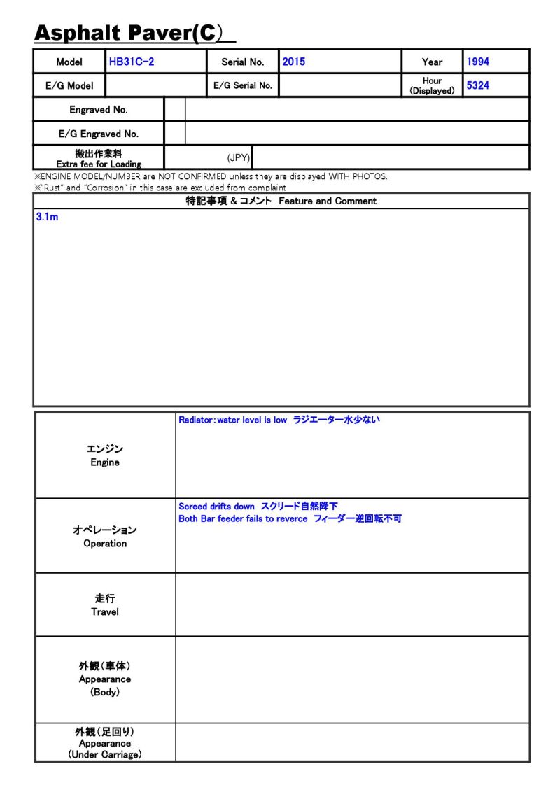 SUMITOMO HB31C-2 ★ Road Equipment ★ 3.1m