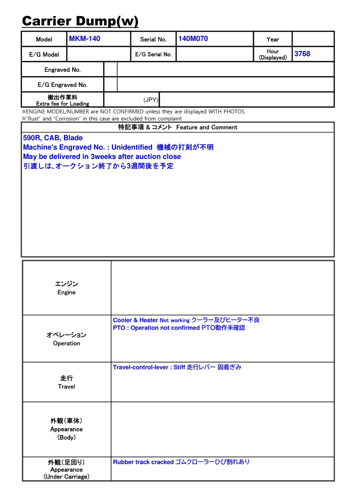 MITSUBISHI MKM-140 ★ Other ★ 590R, CAB, Blade