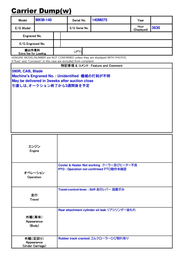 MITSUBISHI MKM-140 ★ Other ★ 590R, CAB, Blade