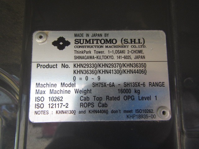 SUMITOMO SH75X-6A ★ Excavator ★ 450G+PAD, PIPING, BLADE, A/C, MULTI