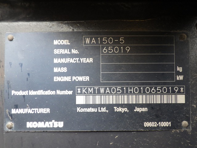 KOMATSU WA150-5 ★ Loader(Crawled/Wheeled) ★ CAB, BKT, A/C, 75,197km